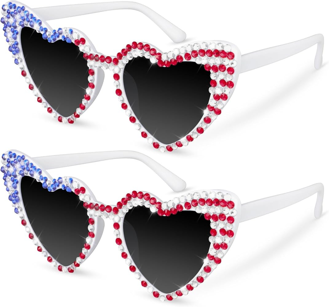 JUSTOTRY 4th of July Sunglasses, Red White and Blue Glasses Patriotic Decorations Forth of July A... | Amazon (US)