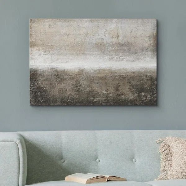 Minimal Brown Brush Stroke Pastel Abstract Landscape Contemporary Art Living Room Office On Canva... | Wayfair North America