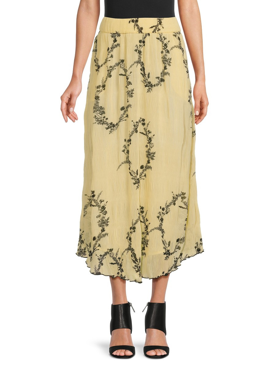 GANNI Women's Georgette Floral Midi Skirt - Beige - Size 38 (6) | Saks Fifth Avenue OFF 5TH