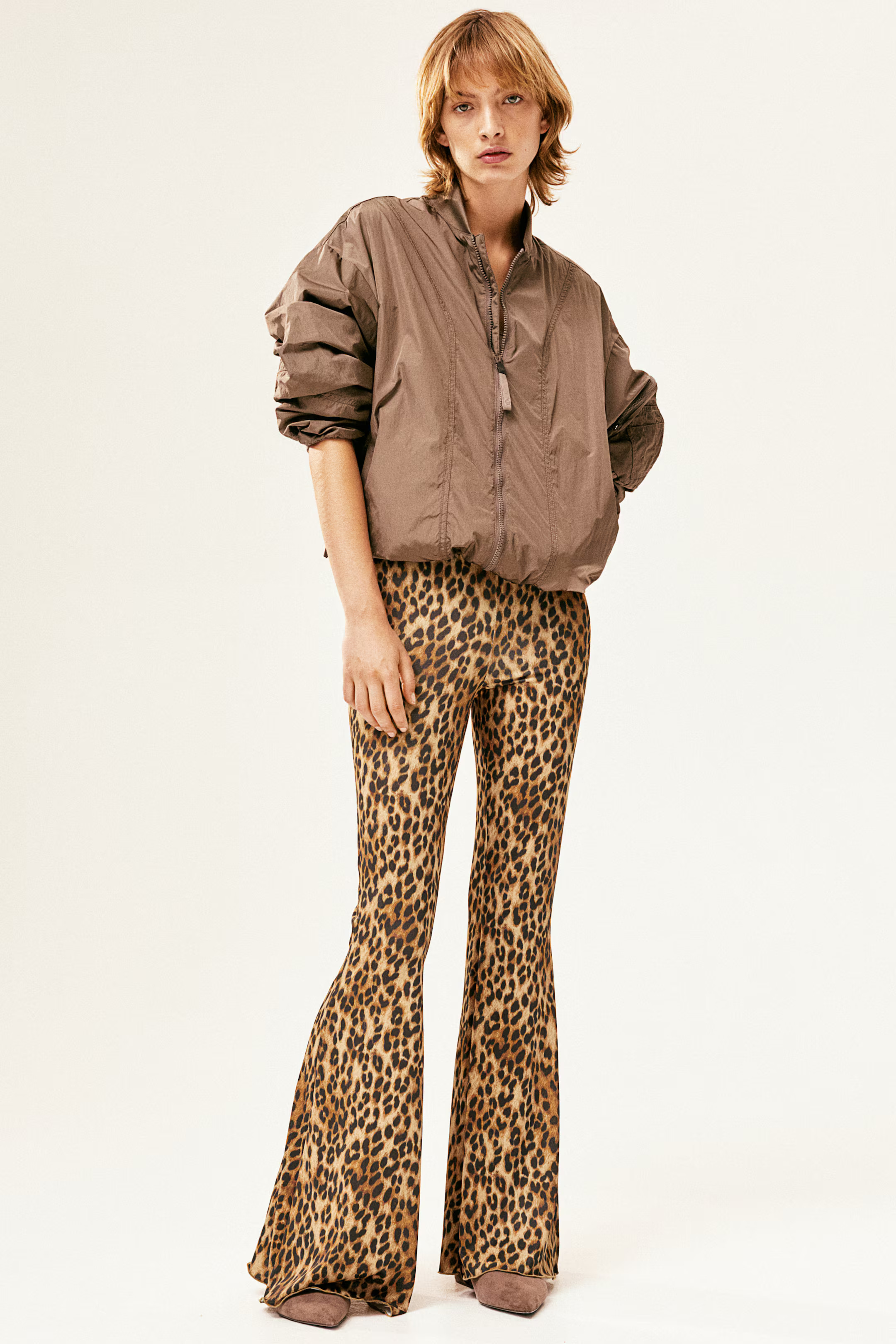 Jazz Pants - Regular waist - Long - Beige/leopard print - Ladies | H&M US | H&M (US + CA)