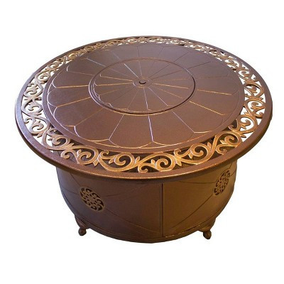 Rectangular Aluminum Outdoor Propane Fire Pit with Scroll Design - AZ Patio Heaters: Weatherproof, 41,000 BTU, 48" Table | Target