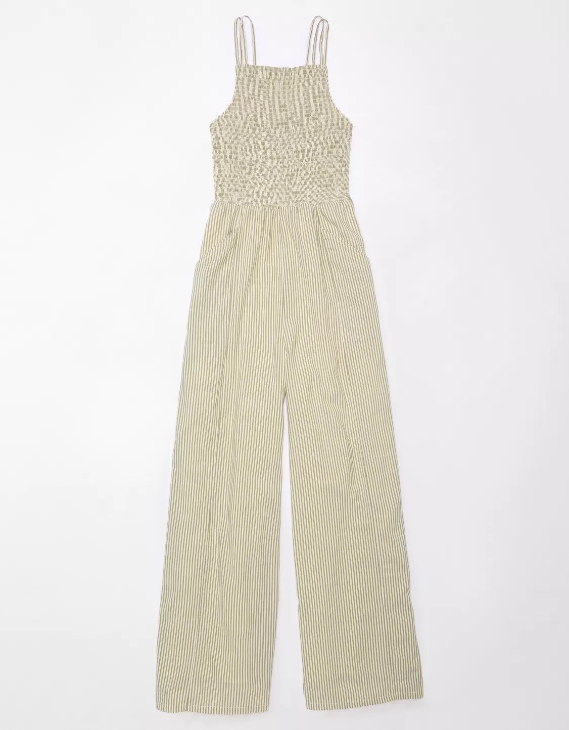 AE Striped High Neck Smocked Jumpsuit | American Eagle Outfitters (US & CA)
