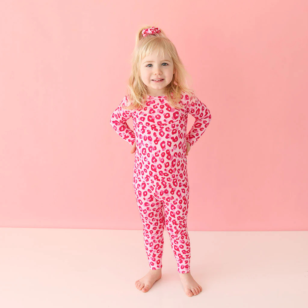 Leopard Pink Long Sleeve Toddler Pajamas | Ashley | Posh Peanut
