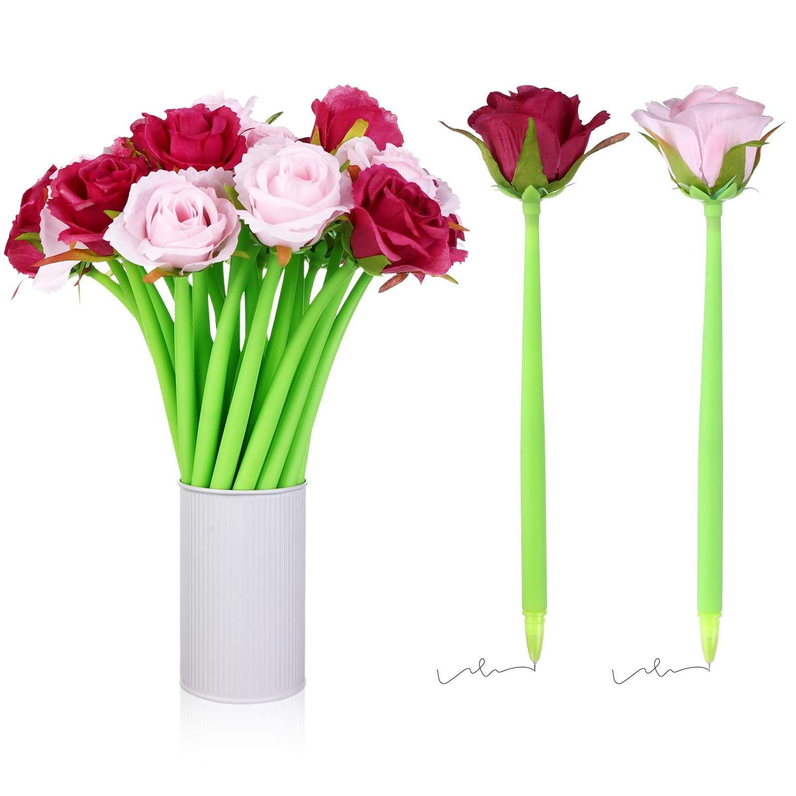 28 Pcs Flowers Pen Artificial Rose Pens Rose Shaped Ballpoint Pen Black 0.5mm Gel Ink Rollerball ... | Amazon (US)