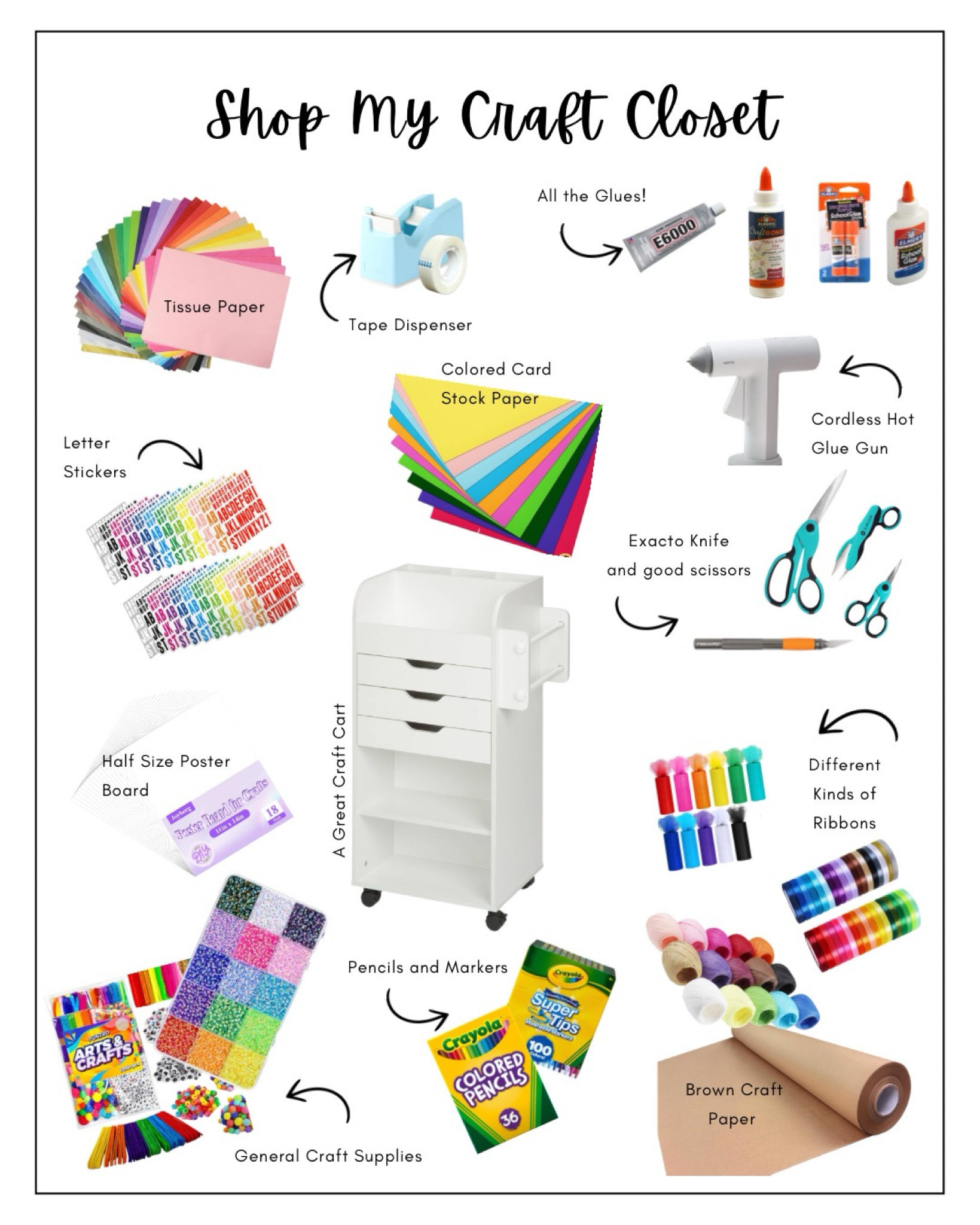 My friends call my office closet Mary Poppins Closet! It has everything you need to wrap a cute gift, do a last minute kids school project and more!  These are my most used items! My husband even says every house needs that cordless glue gun!

#LTKFindsUnder100 #LTKHome #LTKFamily