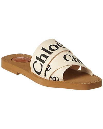 Chloe Woody Logo Ribbon Canvas Sandal | Gilt