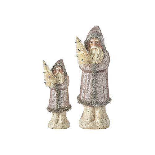 RAZ Imports 2021 Peppermint Parlor 12-inch Santa Holding Bottle Brush Tree Figurine, Set of 2 | Amazon (US)