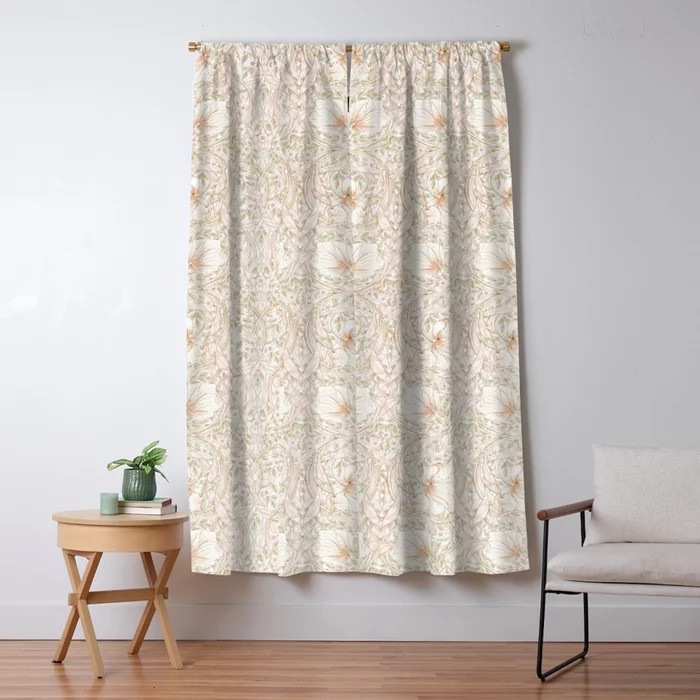 William Morris Pimpernel Cochineal Pink Pastel Floral Blackout Curtain | Society6