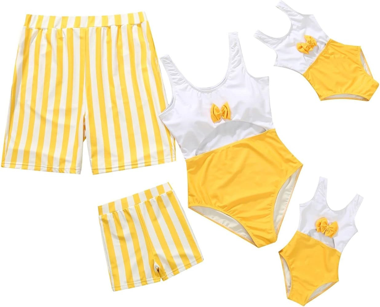 Family Matching Swimsuit Set High Waisted Mommy and Me Swimsuit Two Piece V Neck Girls Bikini Bat... | Amazon (US)
