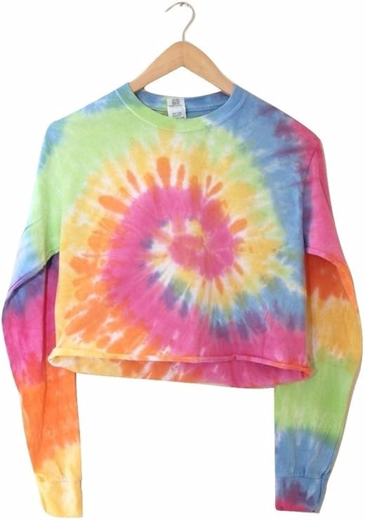 Era of Artists, LLC Pastel Rainbow Tie-Dye Cropped Long Sleeve Tee | Amazon (US)