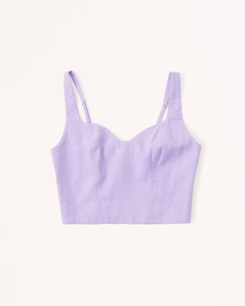 Linen-Blend Notch-Neck Set Top | Abercrombie & Fitch (US)