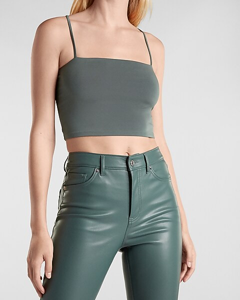 Body Contour Double Layer Cropped Square Neck Cami | Express