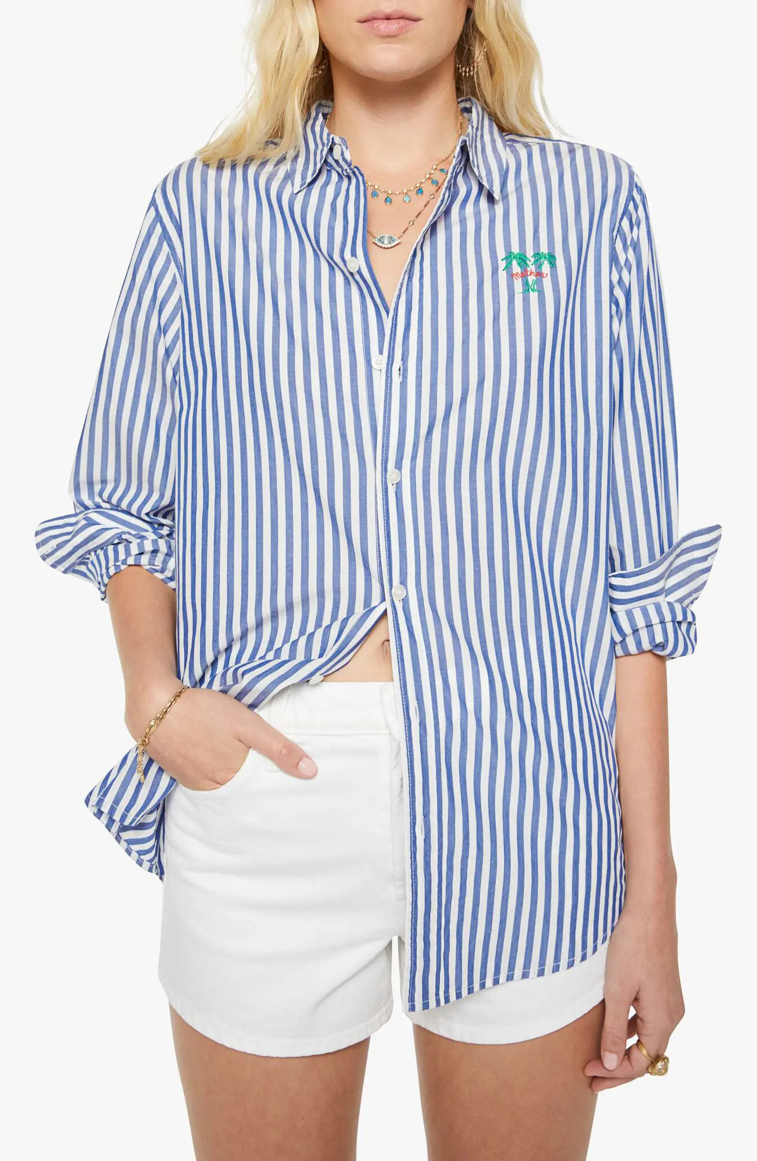 MOTHER The Bestie Stripe Button-Up Top | Nordstrom | Nordstrom