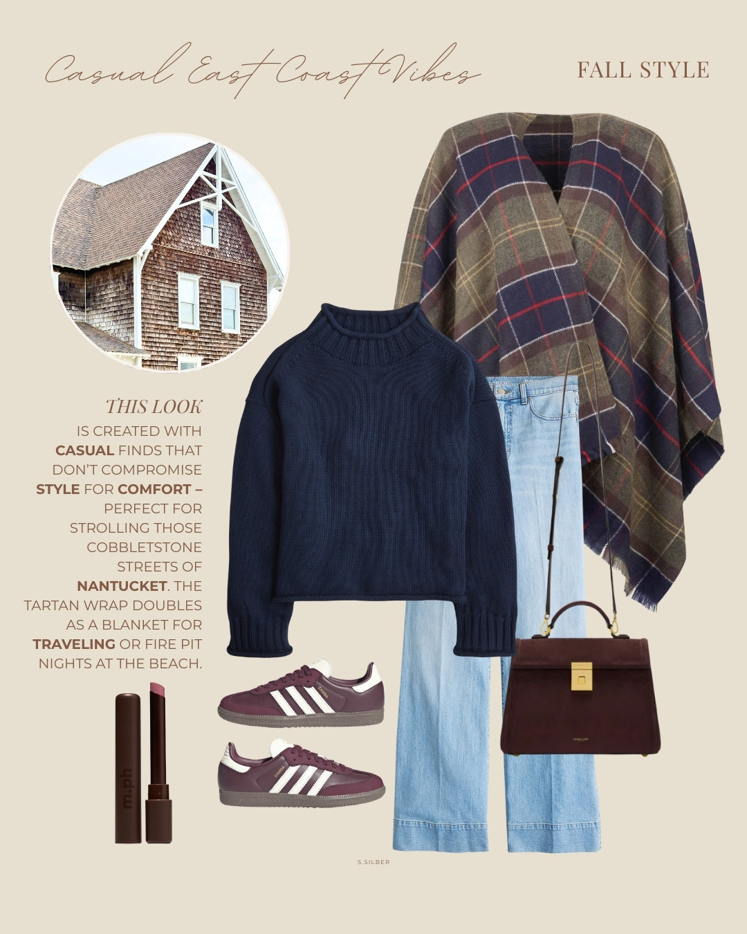Casual outfit for a quintessential fall day in New England - driving the stone wall lined countryside while checking out the fall foliage.

fall outfit idea, elevated basics, casual, Nantucket style, New England style, J.Crew, Barbour, Adidas, DeMellier, Sephora, elevated casual, fall purse, burgundy and navy, jeans, sweater, autumn 

 #LTKSeasonal #LTKFindsUnder100 #LTKStyleTip