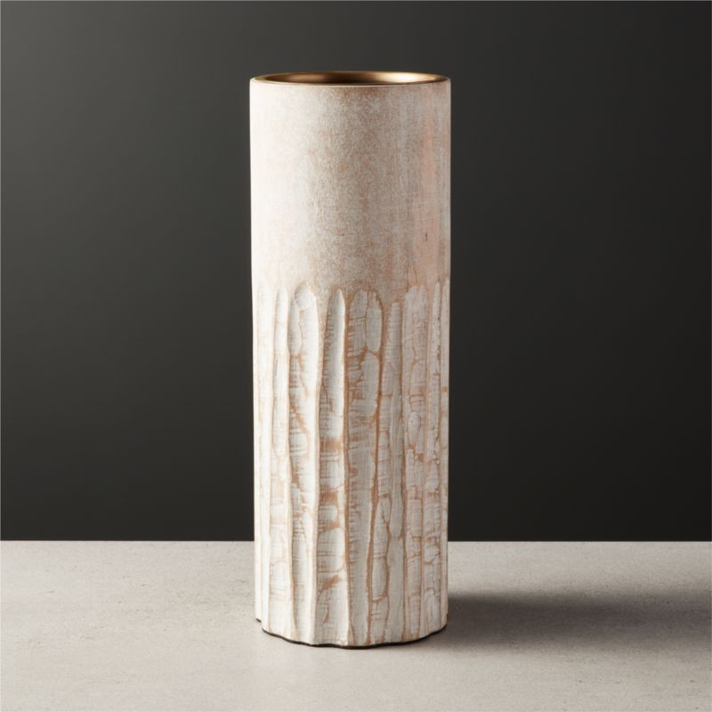 Notch Mango Wood Plllar Candle Holder Large | CB2 | CB2