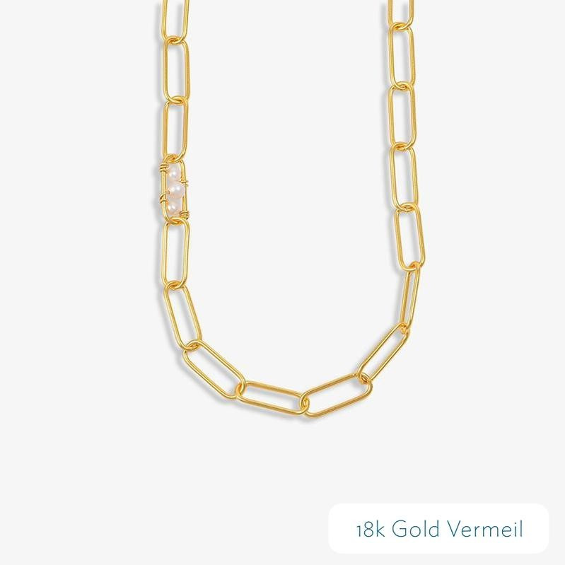 Paperclip Pearl Trio Necklace | Victoria Emerson