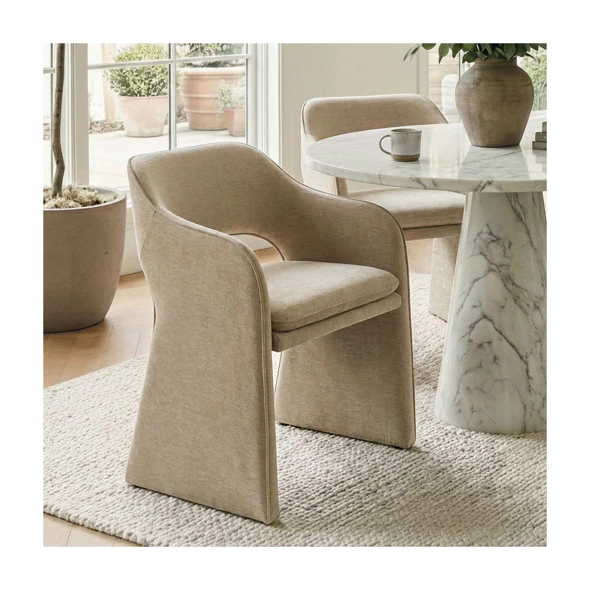 19" Seat Height Upholstered Chenille Dining Armchair (Set of 2) | Wayfair North America