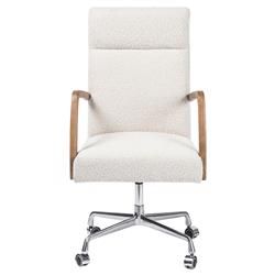 Sonn Mid Century Cream Performace Boucle Silver Stainless Steel Office Chair | Kathy Kuo Home