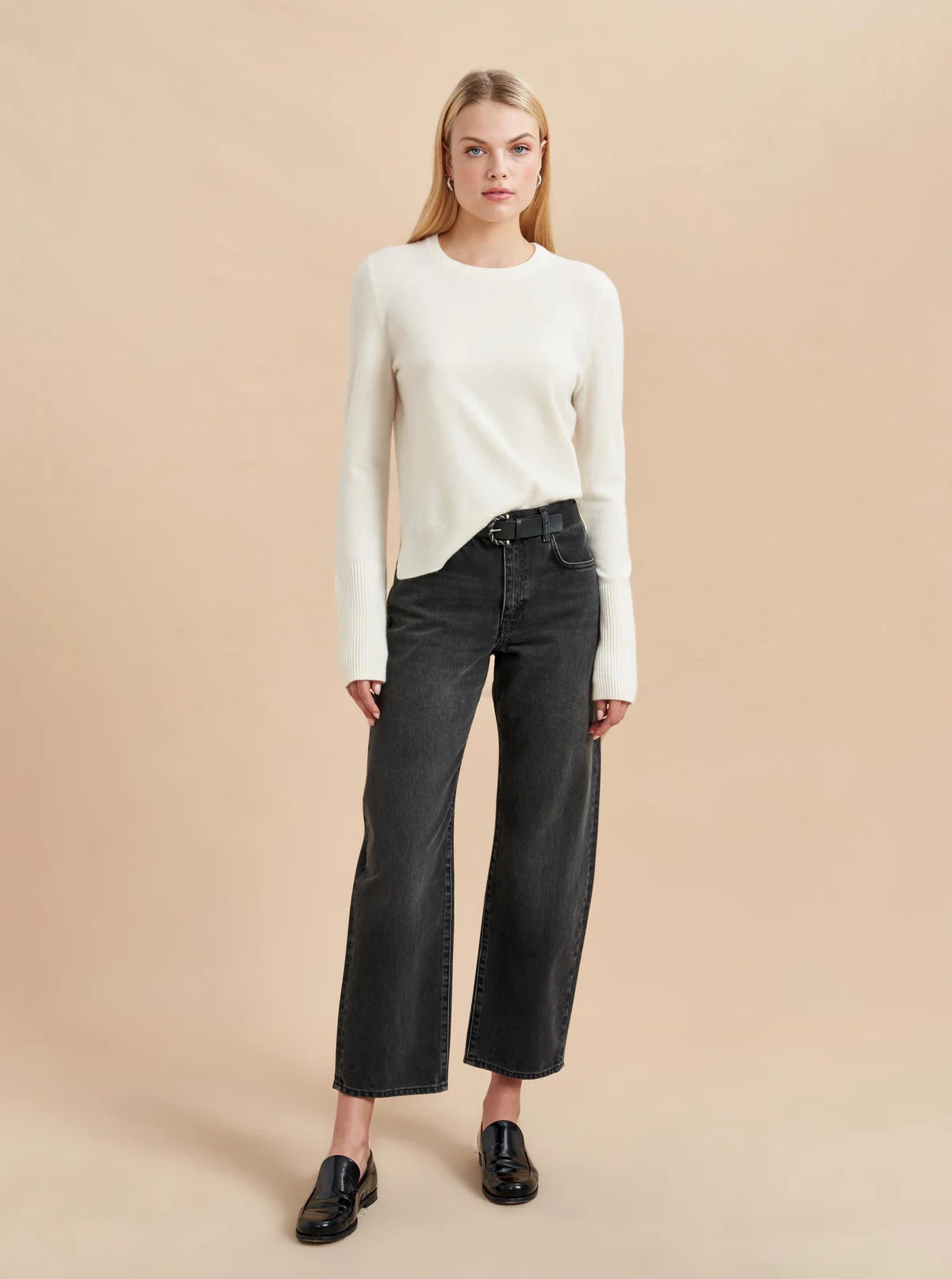 Cream Solid Lean Lines Sweater | La Ligne | La Ligne