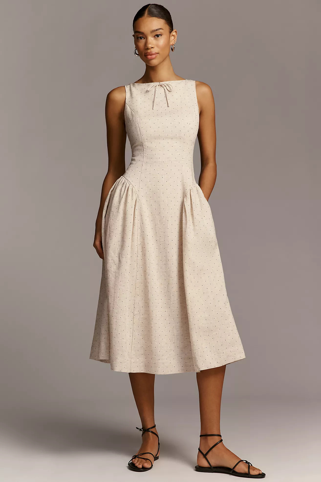 En Saison Blakely Boat-Neck Bow Midi Dress | Anthropologie (US)