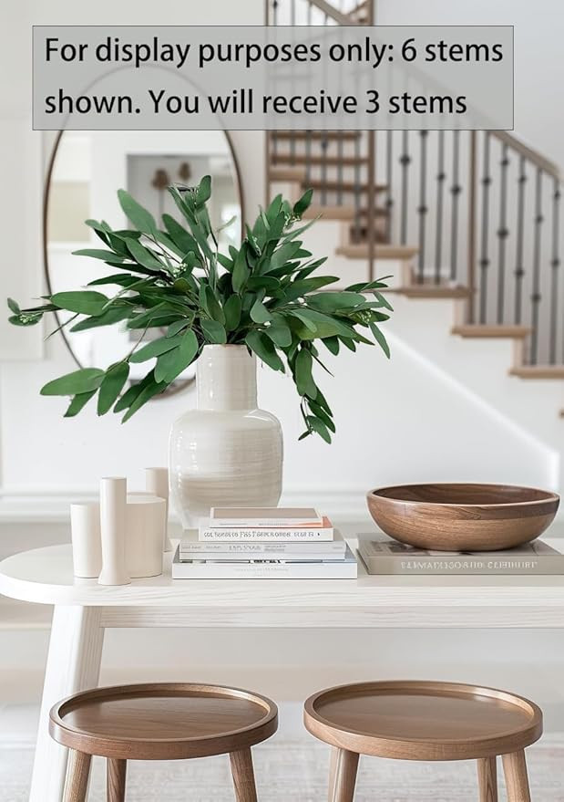 ANNIE&PANDA 3 Pack Faux Artificial Eucalyptus Stems with Faux Seeds 31'' Tall Fake Plants Leaves ... | Amazon (US)