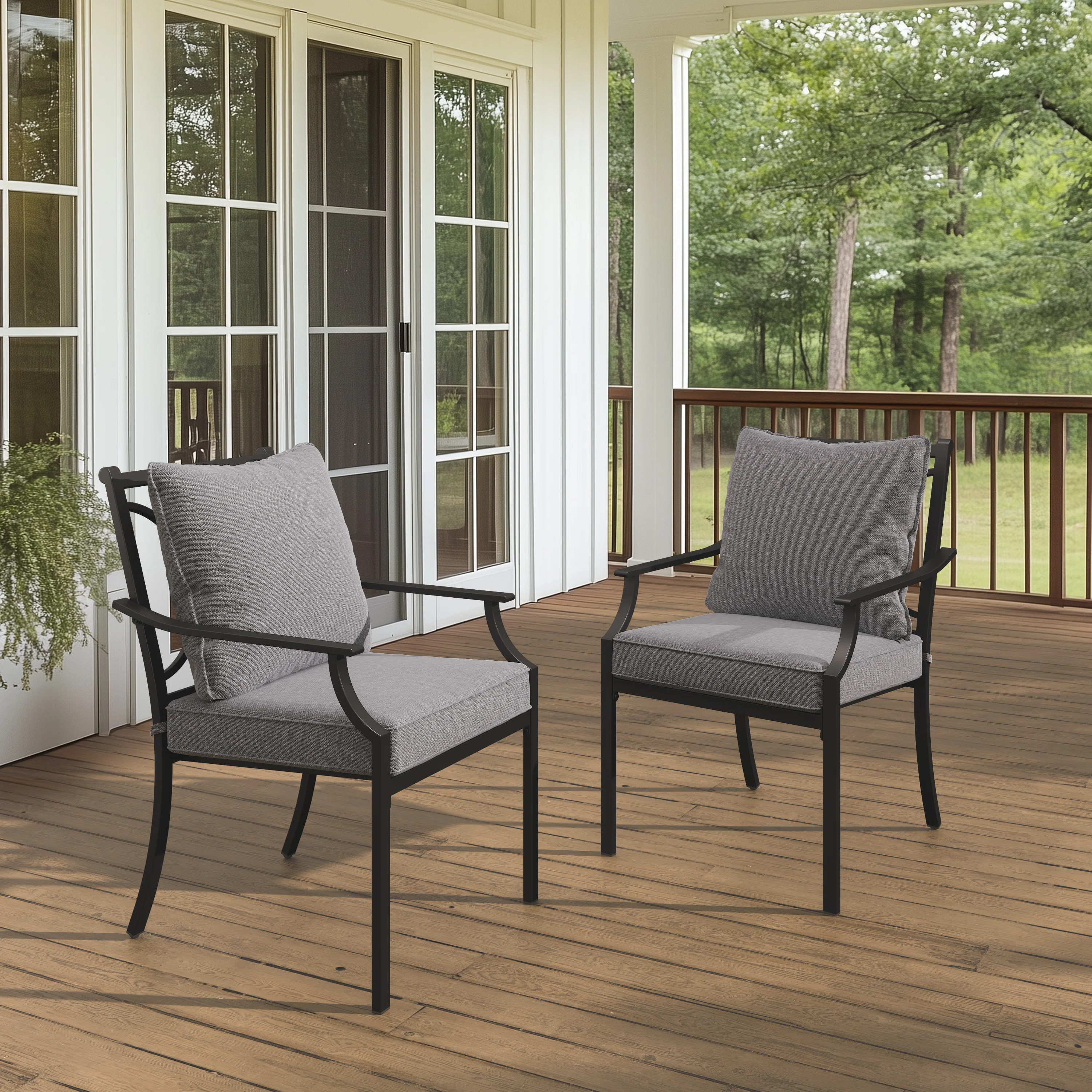 Stainless Steel Outdoor Dining Armchair with Cushion | Wayfair North America