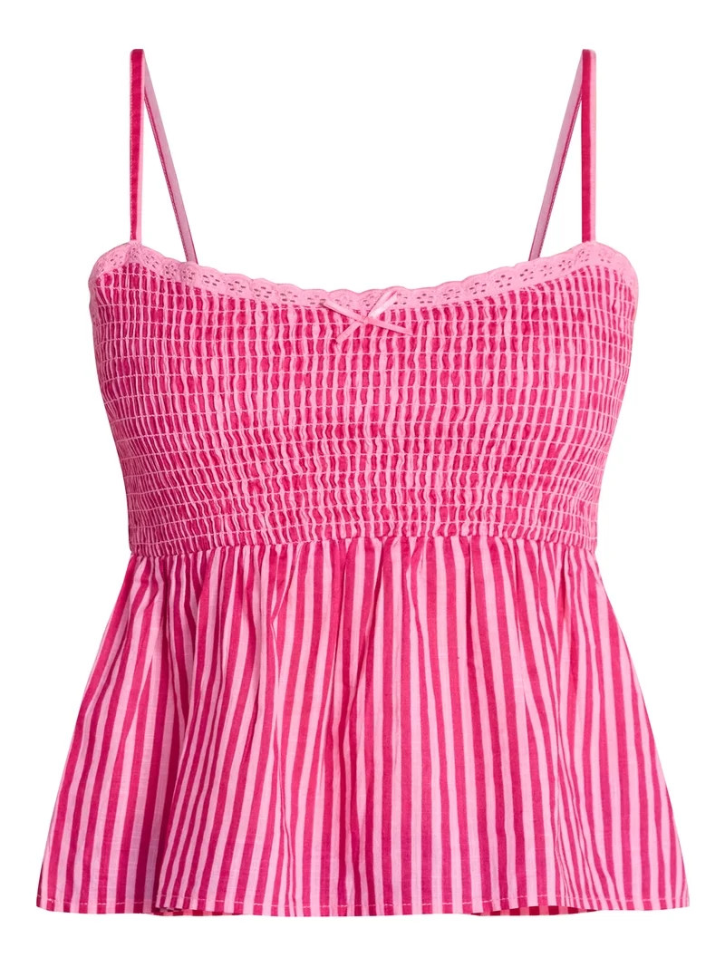 No Boundaries Cotton Smocked Baby Doll Tank Top, Women's XXS-XXXL | Walmart (US)