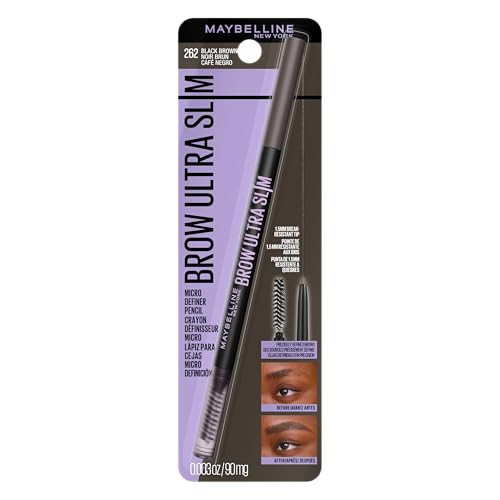 Maybelline Express Brow Ultra Slim Eyebrow Makeup, Brow Pencil with Precision Tip and Spoolie for Defined Eyebrows, Black Brown, 1 Count (Packaging May Vary) | Amazon (US)