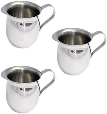 Toysdone Set of 3 Bell Creamers, Mirror Finish Stainless Steel, Wide Mouth with Pouring Spout (3 ... | Amazon (US)