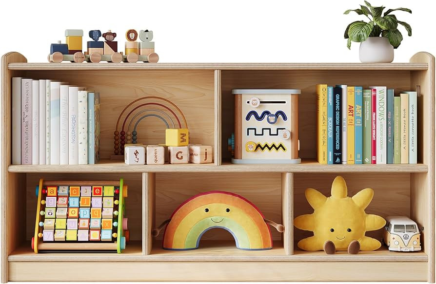 ONBRILL 2-Tier Wood Montessori Cabinet for Kids, Toddler Room Book Shelves Toy Organizers and Sto... | Amazon (US)