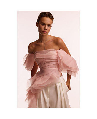 Women's Dreamy off-shoulder blouse with meringue flounces | Macy's