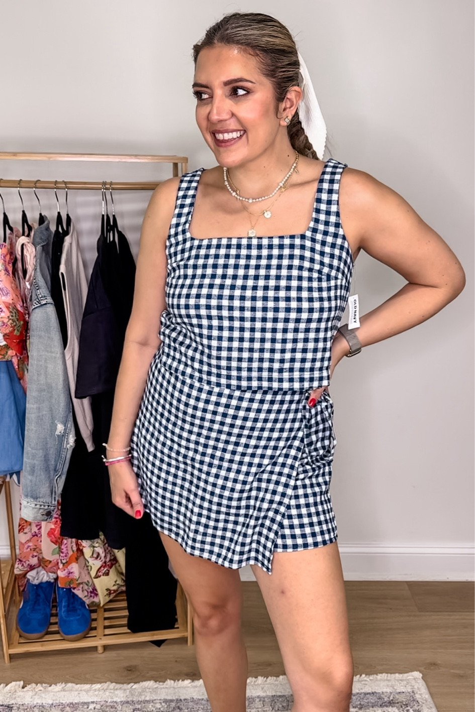 Old Navy new arrivals! Size 8 try on! Size eight, size medium. 
Gingham set! Square neck tank top, wrap skort. Wearing a medium in both.

@oldnavy #oldnavy #oldnavystyle

#LTKMidsize #LTKSaleAlert #LTKFindsUnder50