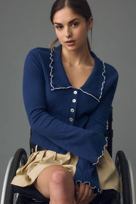 Nation LTD Daisy Oversized Collar Button-Front Top | Anthropologie (US)