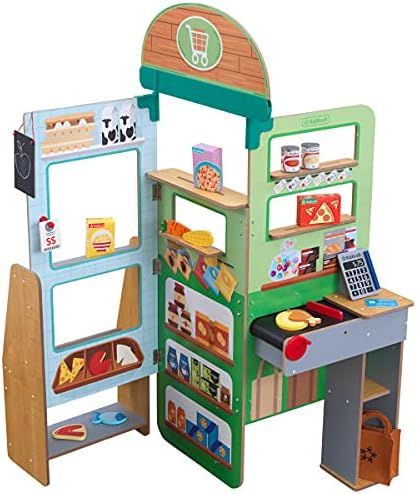 KidKraft Let’s Pretend™ Wooden Grocery Store Pop-Up, Play & Put Away Toy with 18 Accessories,... | Amazon (US)