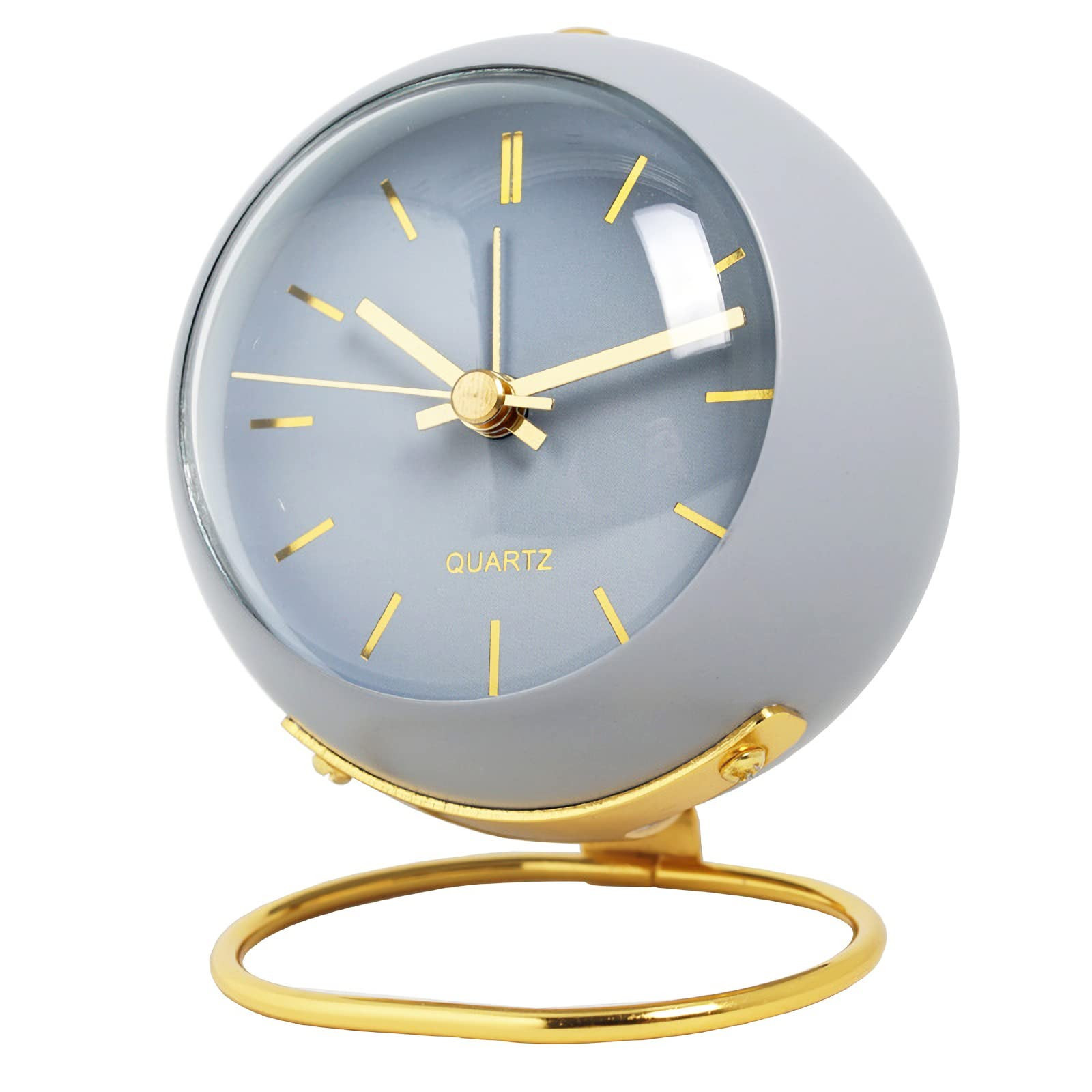 SHISEDECO Small Tableclocks Classic Non-Ticking Tabletop Alarm Clock with Night Light, Battery Operated Deskclock with HD Glass for Living Room Bedroom Bedside Indoor Decor (RN-Blue) | Amazon (US)