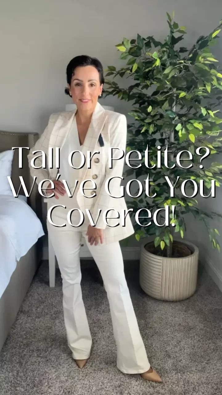 ✨ Two business casual looks, perfect for both tall and petite frames! ✨

For my taller ladies, these high-waisted jeans with a thick, comfy band are a must—no belt needed, just pure chic comfort. I'm 5'4", so I gave these a little fold to show the length options, but they have plenty to spare.

Blazer tip: If you're under 5'4", this longer blazer might not be your best bet. Check the sleeves—if they crinkle, it’s too long! Try a shorter jacket for a tailored fit, like I did in the petite look. Paired it with a classic tank that’s always a staple under blazers.

#LTKStyleTip #LTKTravel #LTKVideo