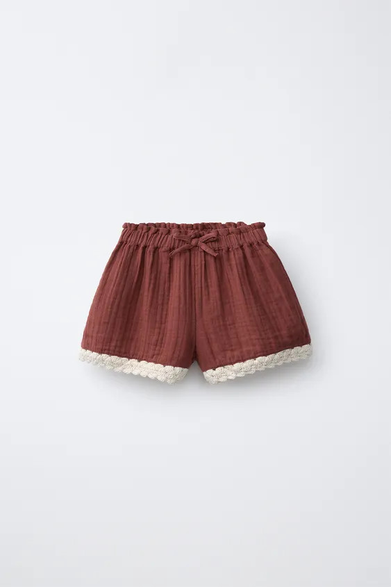 MIXED TEXTURE CROCHET SHORTS | Zara US