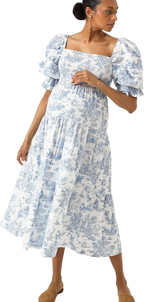 NOTHING FITS BUT Women’s Classic Linen Nursing Dress, Cotton Kiko Maternity Gown, Casual Matern... | Amazon (US)