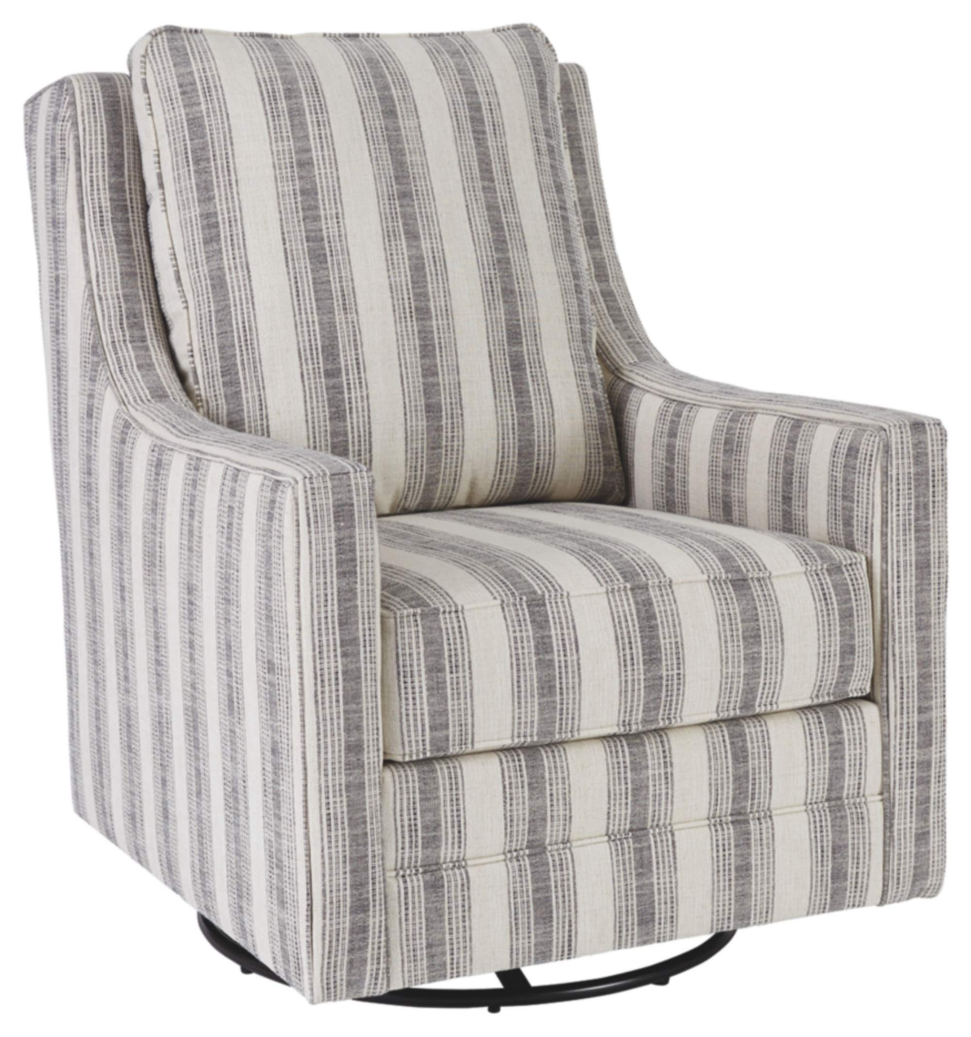 Signature Design by Ashley Kambria Striped Upholstered Swivel Accent Glider Chair, Ivory & Black | Amazon (US)