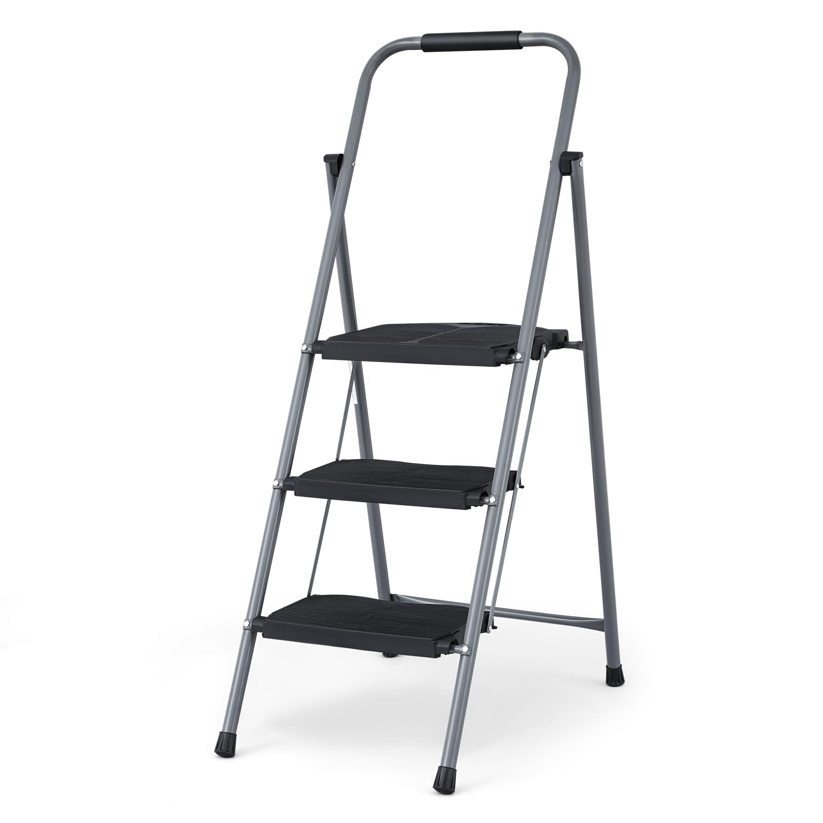 Magshion 3 Step Ladder with Wide Anti-Slip Pedals, Portable Iron Frame Folding Step Stools with P... | Amazon (US)