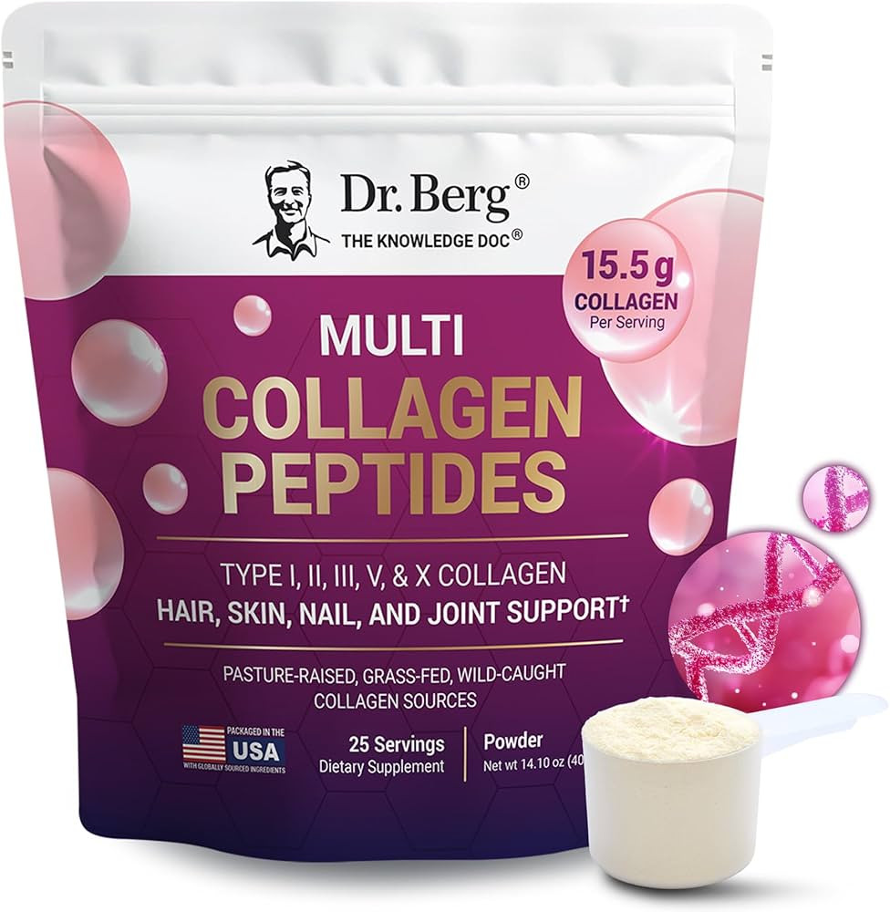 Dr. Berg Multi Collagen Peptides Powder Types I, II, III, V, X - Unflavored Collagen Powder w/ 14... | Amazon (US)