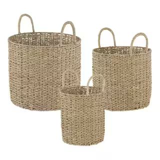 Home Decorators Collection Round Woven Seagrass Storage Baskets (Set of 3) FEH2111-04 - The Home ... | The Home Depot