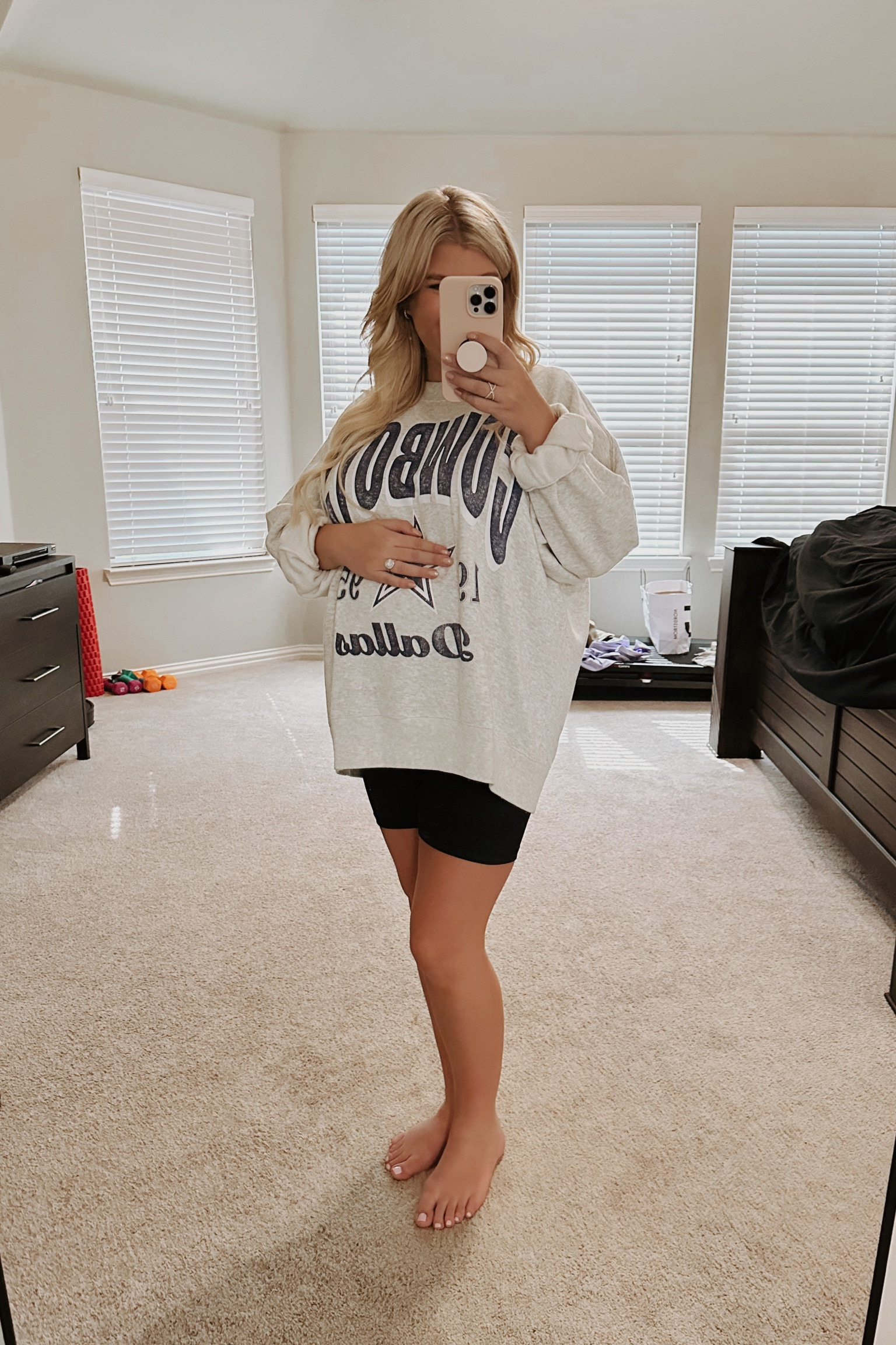So excited that football is back! 
Sizing:
Large maternity biker shorts
XL Cowboys sweatshirt

Abercrombie sweatshirt. NFL sweatshirt. maternity outfit. casual maternity outfit. football outfit. gameday outfit. amazon maternity  

#LTKbump #LTKSeasonal #LTKfindsunder50