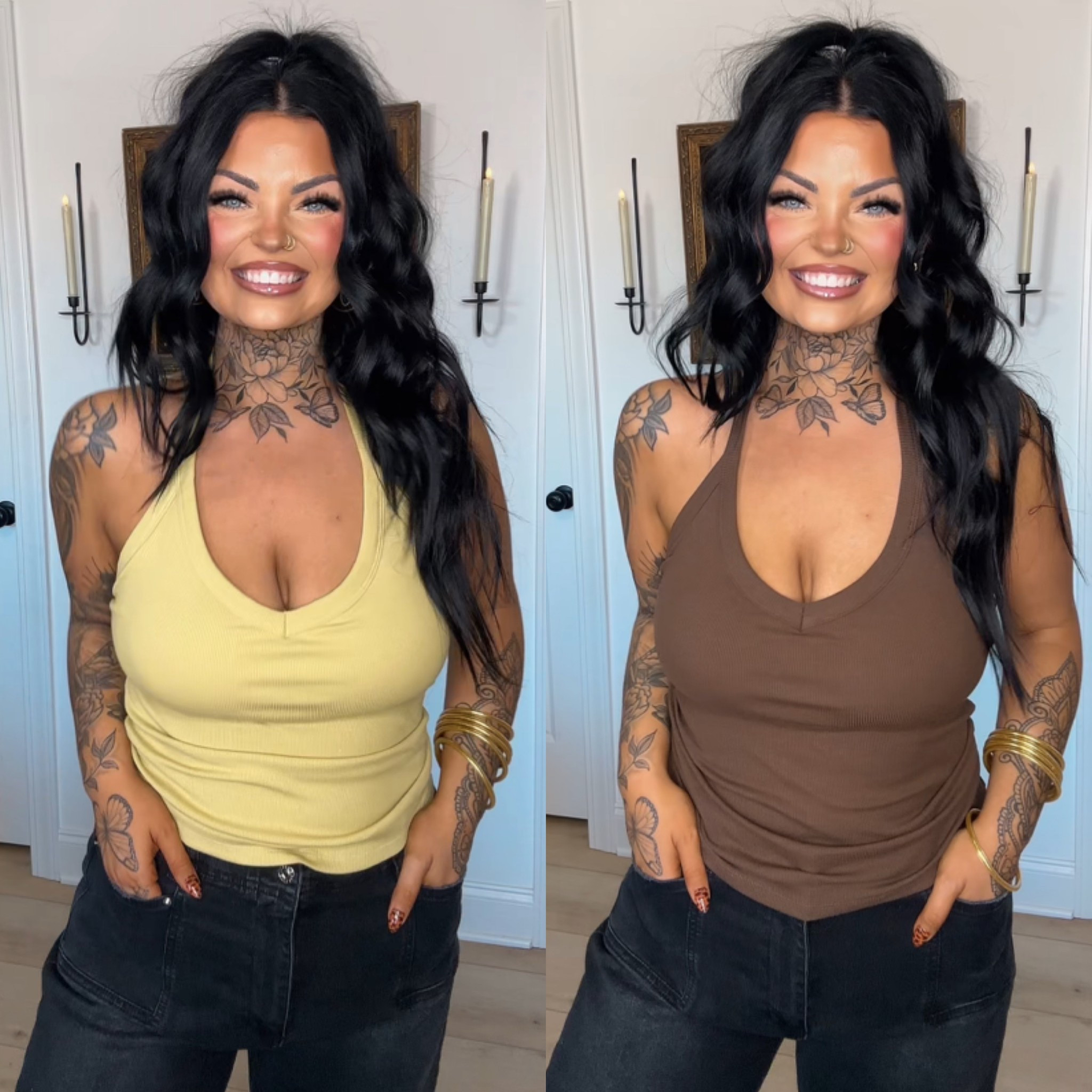 Ribbed cotton halter tops with built in padding! I’m wearing size Large in tops and 12 in jeans. 🤎

#outfitinspo #midsize #amazon #amazonfashion 

#LTKMidsize #LTKSaleAlert #LTKgrwm