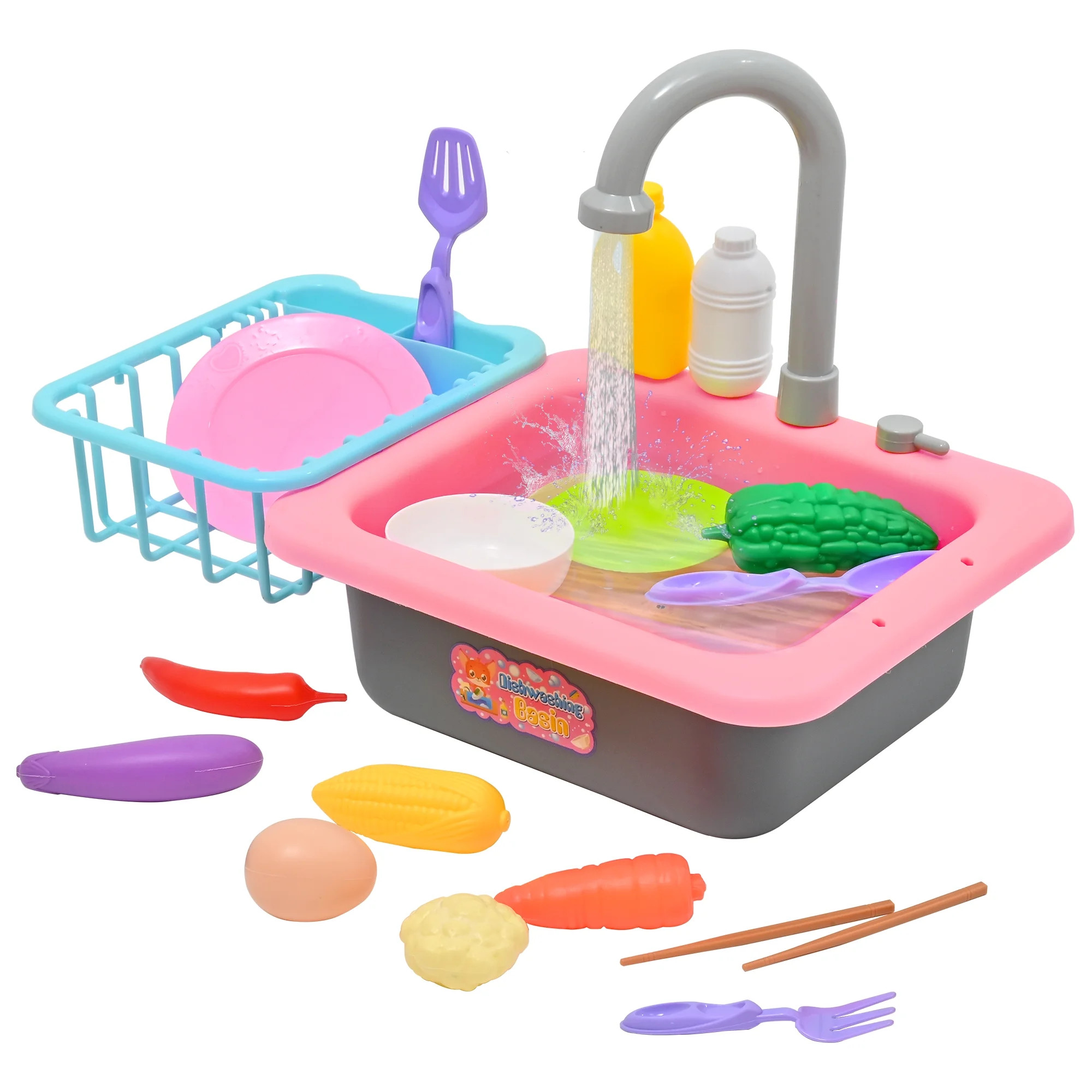 Kitchen Sink Toys - Play Sink with Running Water, Kids Pretend Play Kitchen Toy Sink for Girl, Ro... | Walmart (US)