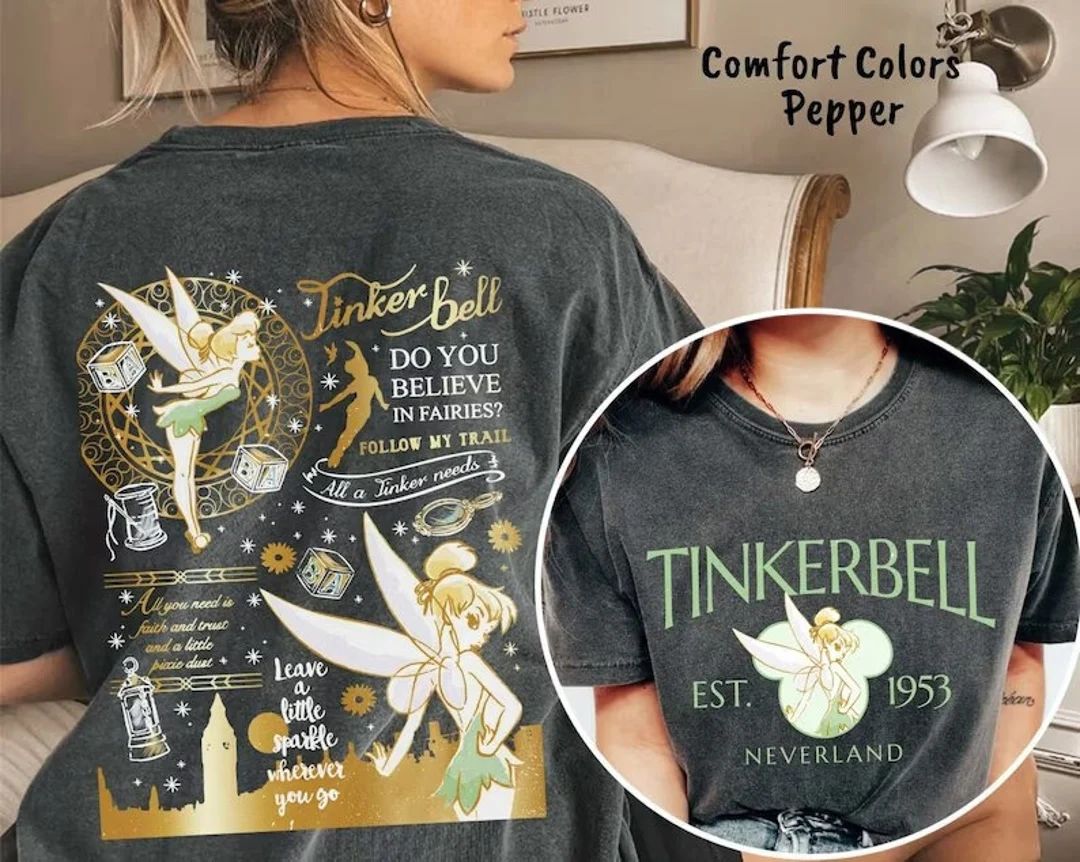 Vintage Tinkerbell Comfort Colors Shirt, Tinkerbell 1953 Neverland Shirt, Disney World Shirt, Dis... | Etsy (US)