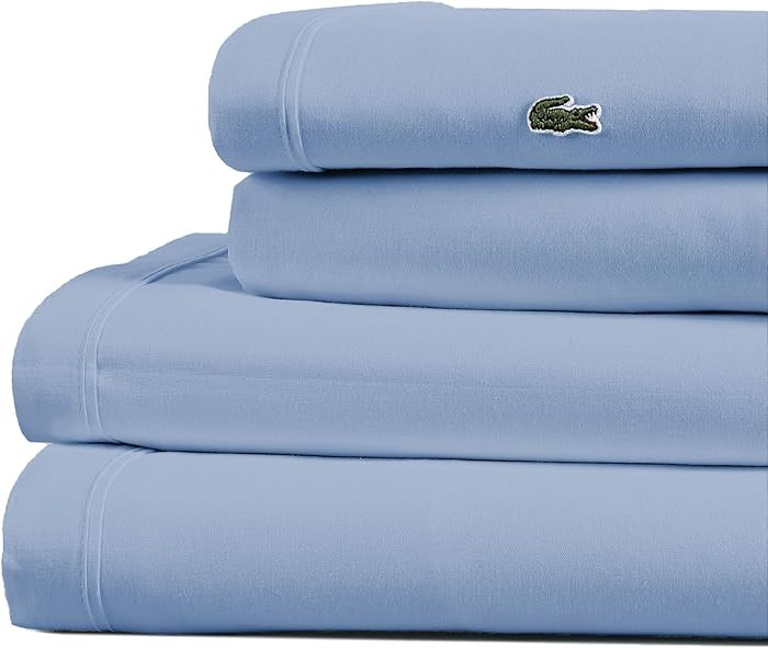 Lacoste 100% Cotton Percale 4-Piece Sheet Set – Cool, Crisp, Matte, and Durable, Oeko-Tex Certi... | Amazon (US)