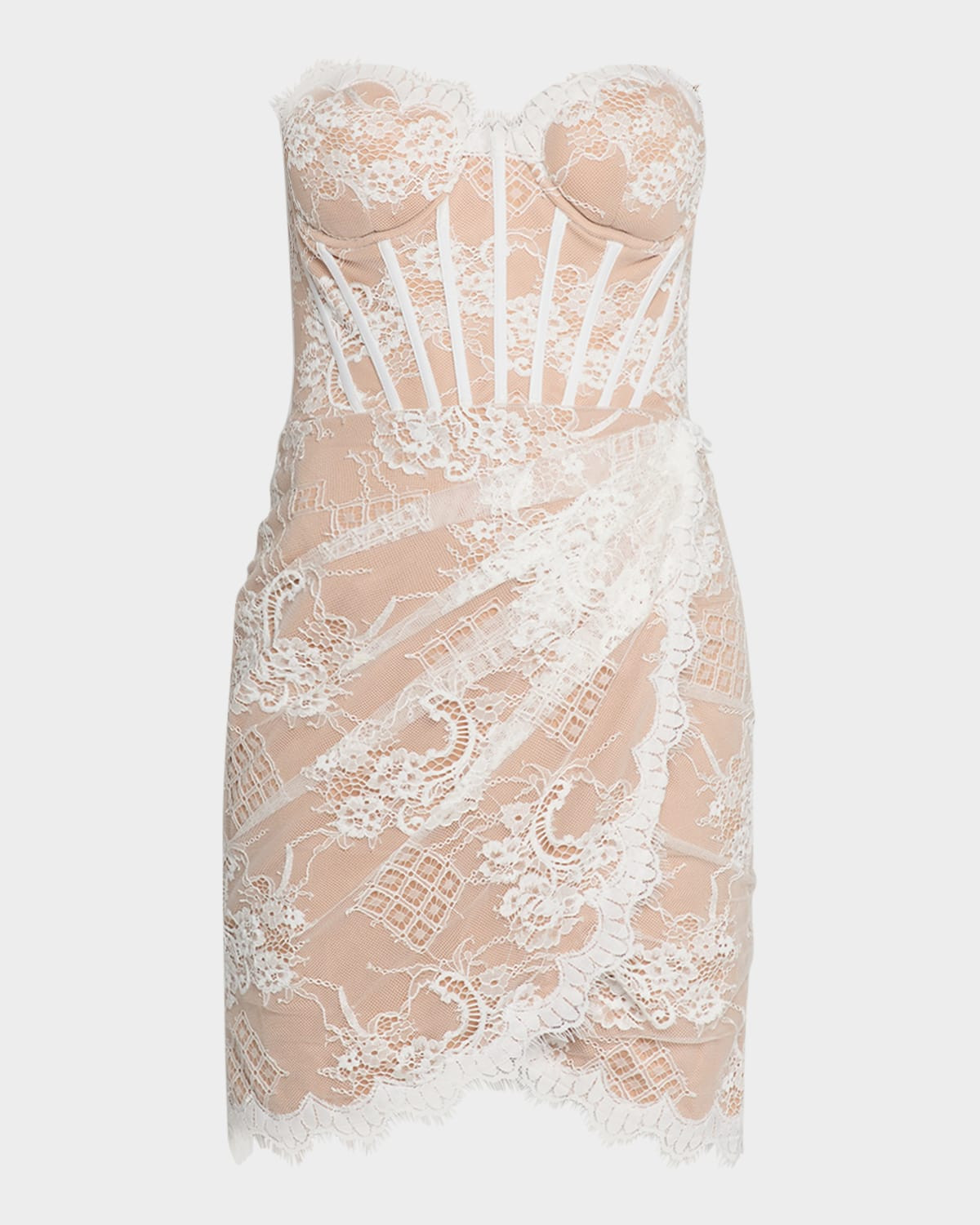 Floral Eyelash Lace Corset Mini Dress | Neiman Marcus