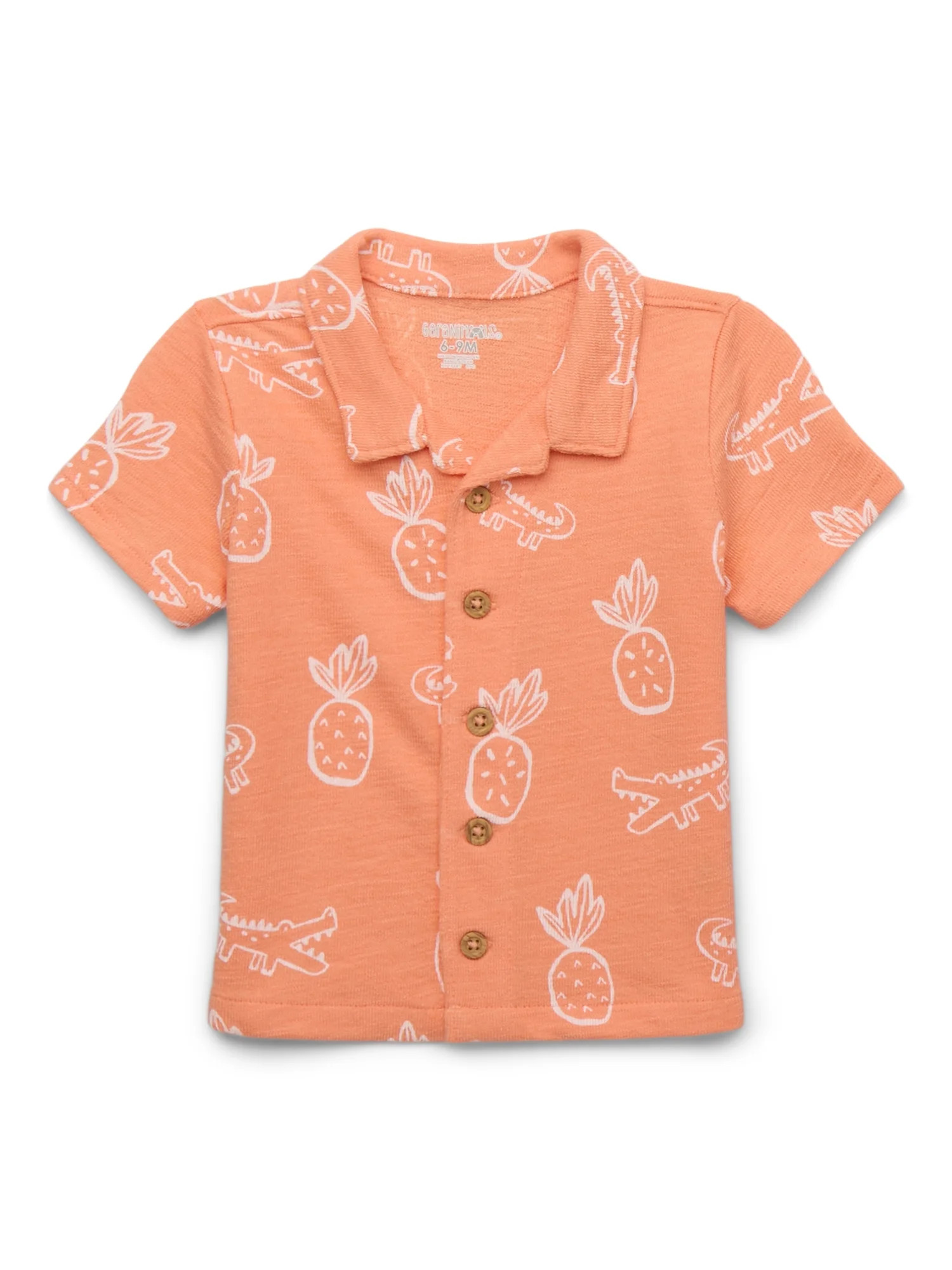 Garanimals Baby Boys' Print Button Front Knit Cabana Shirt, Sizes 0M-24M - Walmart.com | Walmart (US)