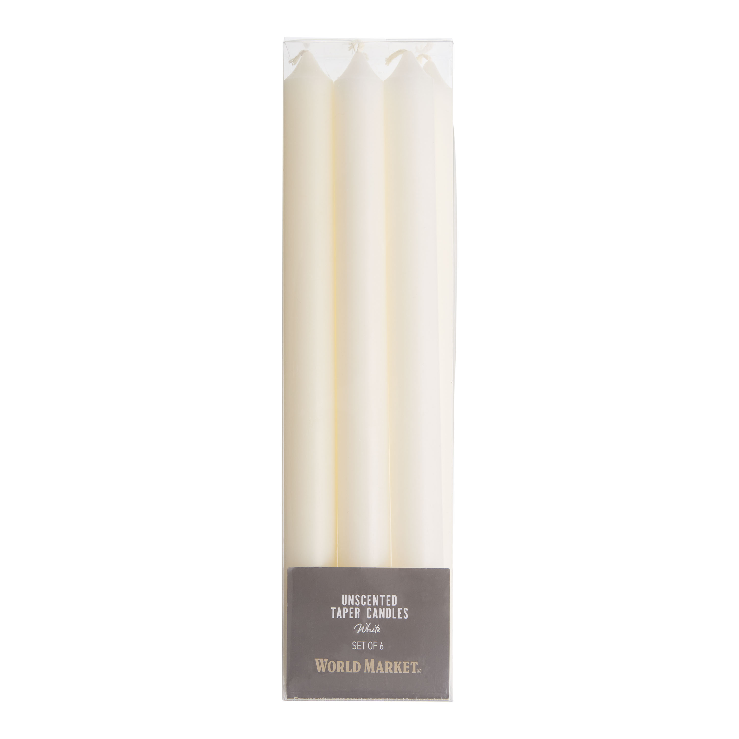 Traditional Unscented Taper Candles 6 Pack | World Market